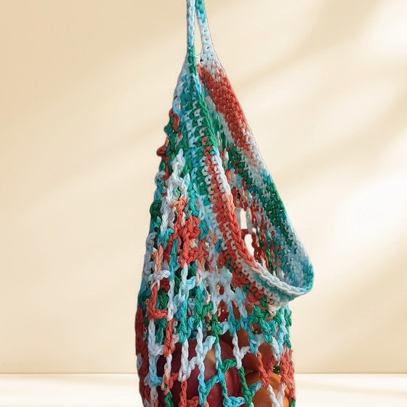 Hand crafted Crochet Basket Open Weave Market bag - Picture 4 of 5